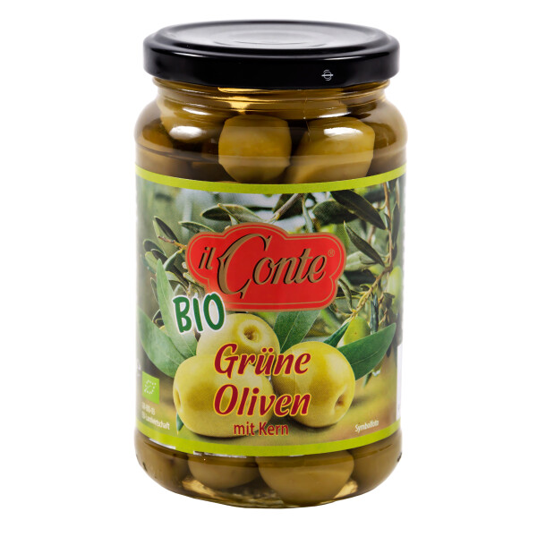 Il Conte Bio Grüne Oliven mit Kern
