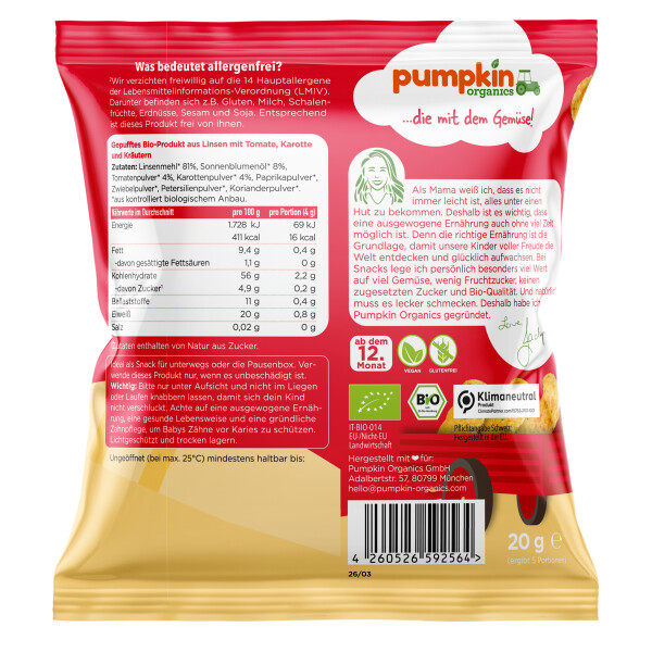 Pumpkin Organics Bio Linsen Puffs