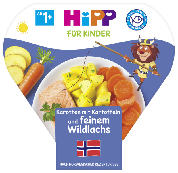 HiPP Bio für Kinder Teller - Karotten mit Kartoffeln und feinem Wildlachs