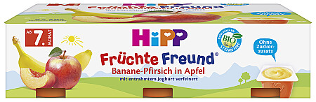 HiPP Bio Früchte-Freund Banane-Pfirsich in Apfel