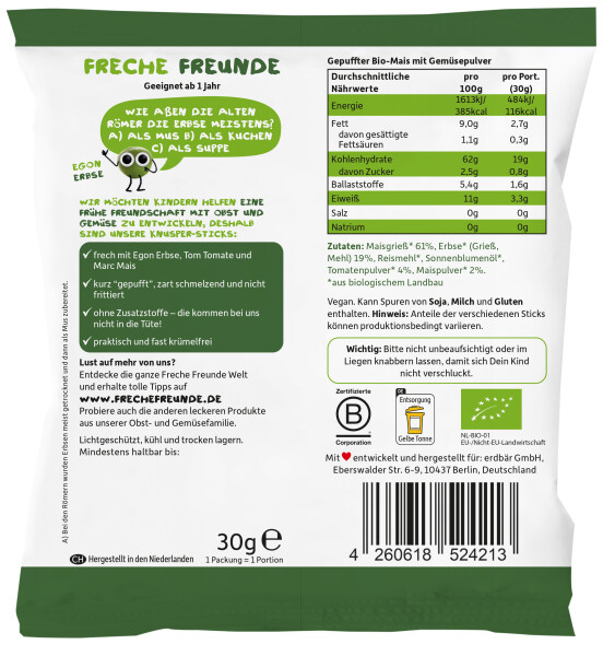 Freche Freunde Bio Knusper-Sticks Dreierlei Gemüse