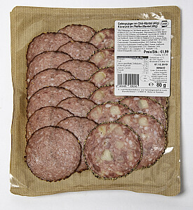 Loidl Gebirgsjäger im Chili-Mantel, Käswurst im Pfeffer-Mantel