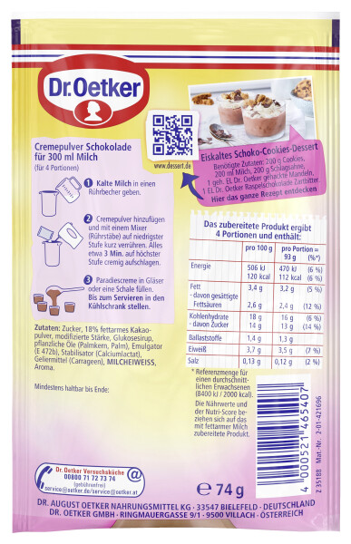 Dr. Oetker Paradiescreme Schokolade
