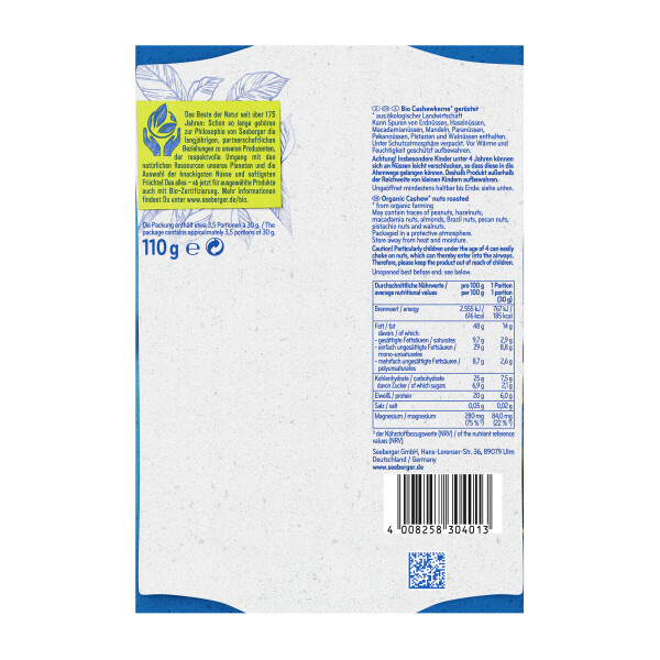 Seeberger Bio geröstete Cashewkerne