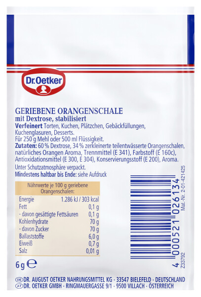 Dr. Oetker Finesse geriebene Orangenschale 3er-Packung