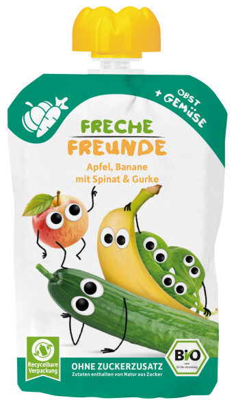 Freche Freunde BIO Quetschie Apfel, Banane, Spinat & Gurke
