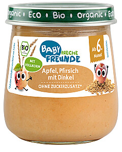 Freche Freunde Bio Gläschen Apfel, Pfirsich mit Dinkel